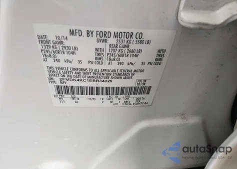 2014 Ford Edge Limited z USA, uszkodzony, nr VIN 2FMDK4KC1EBB34026